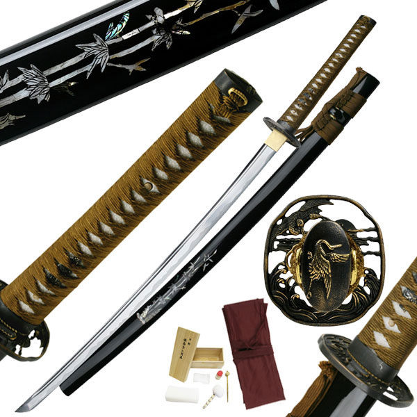 Ten Ryu Bamboo Phoenix Hand Forged Samurai Sword w Cleaning Kit