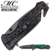 Masters Collection TACTICAL Knife Green Black Skull Tanto GLASS Breaker Rescue