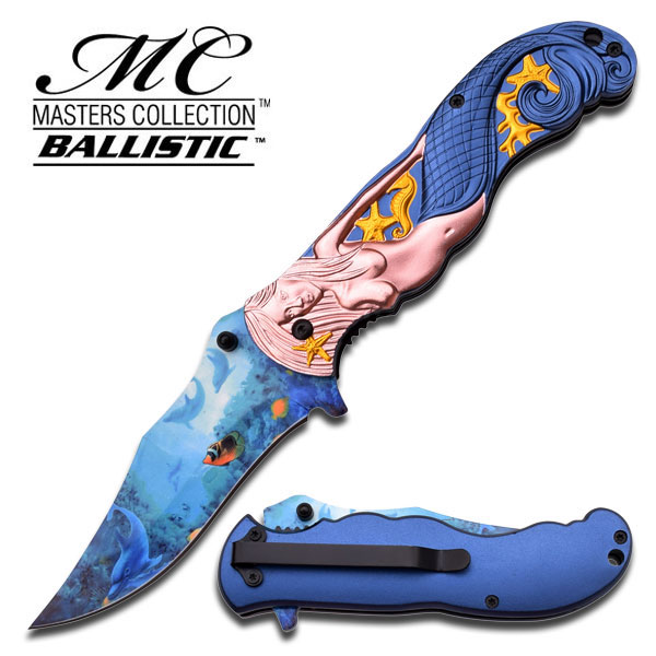 MASTER COLLECTION BALLISTIC BLUE COPPER MERMAID ASSISTED KNIFE