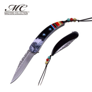 MC MASTERS COLLECTION American Indian Styled Spring Assisted Knife 3CR13 Steel