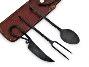 Hand Forged Medieval Eating Utensil Feasting Set Spoon, Knife & Fork