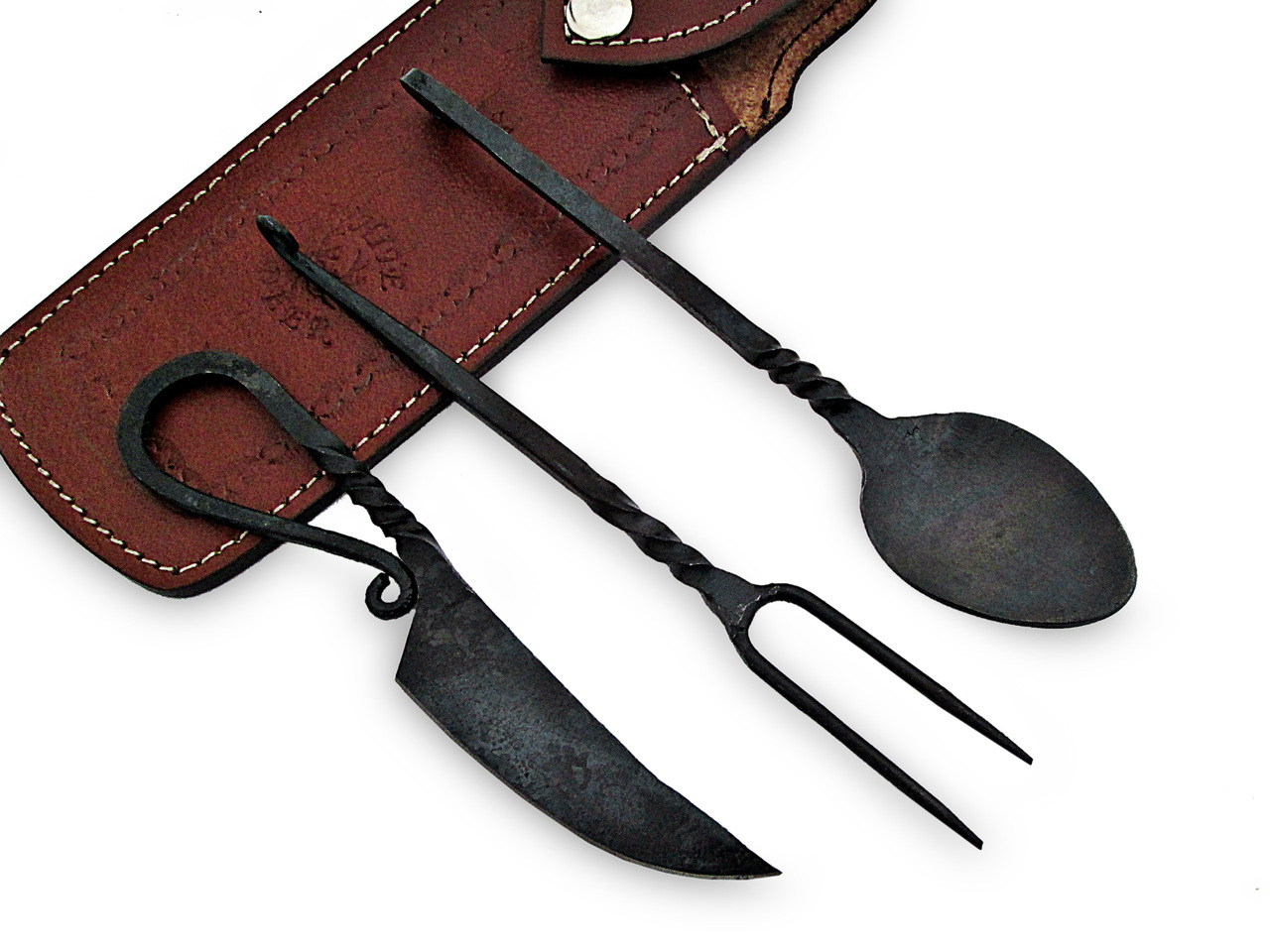Hand Forged Medieval Eating Utensil Feasting Set Spoon, Knife & Fork