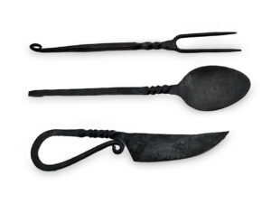 Hand Forged Medieval Eating Utensil Feasting Set Spoon, Knife & Fork