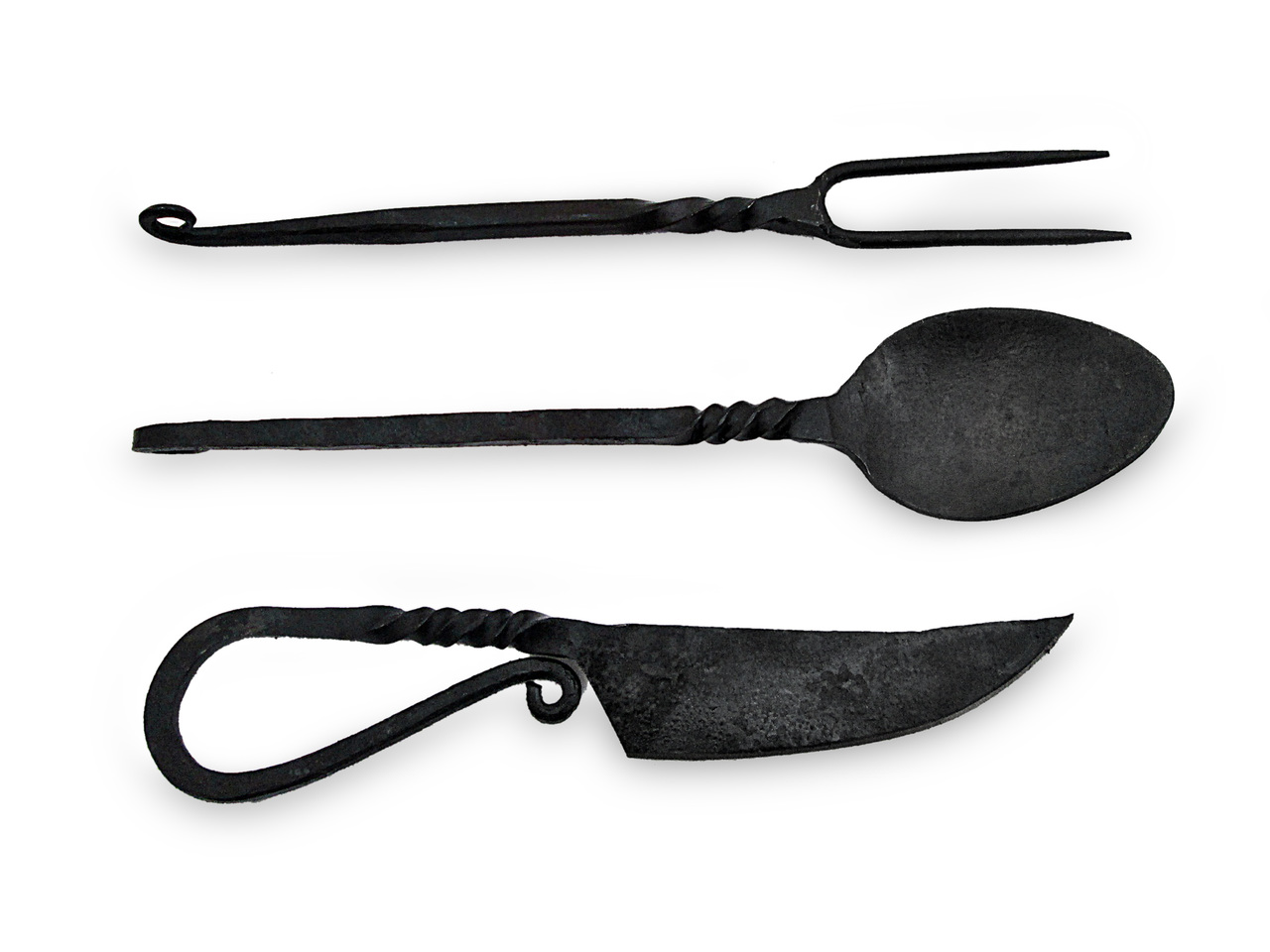 Hand Forged Medieval Eating Utensil Feasting Set Spoon, Knife & Fork
