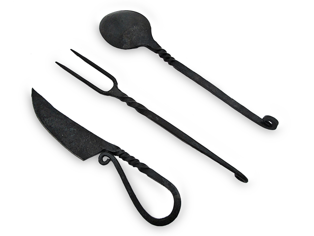 Hand Forged Medieval Eating Utensil Feasting Set Spoon, Knife & Fork