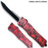 8" Overall Drop Point Edged Red Zombie OTF Knife Green Eye