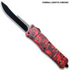 8" Overall Drop Point Edged Red Zombie OTF Knife Green Eye
