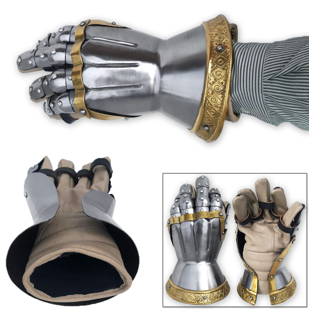 Churberg Hourglass Armor Gauntlets Brass Plated Functional 18 Gauge Carbon Steel