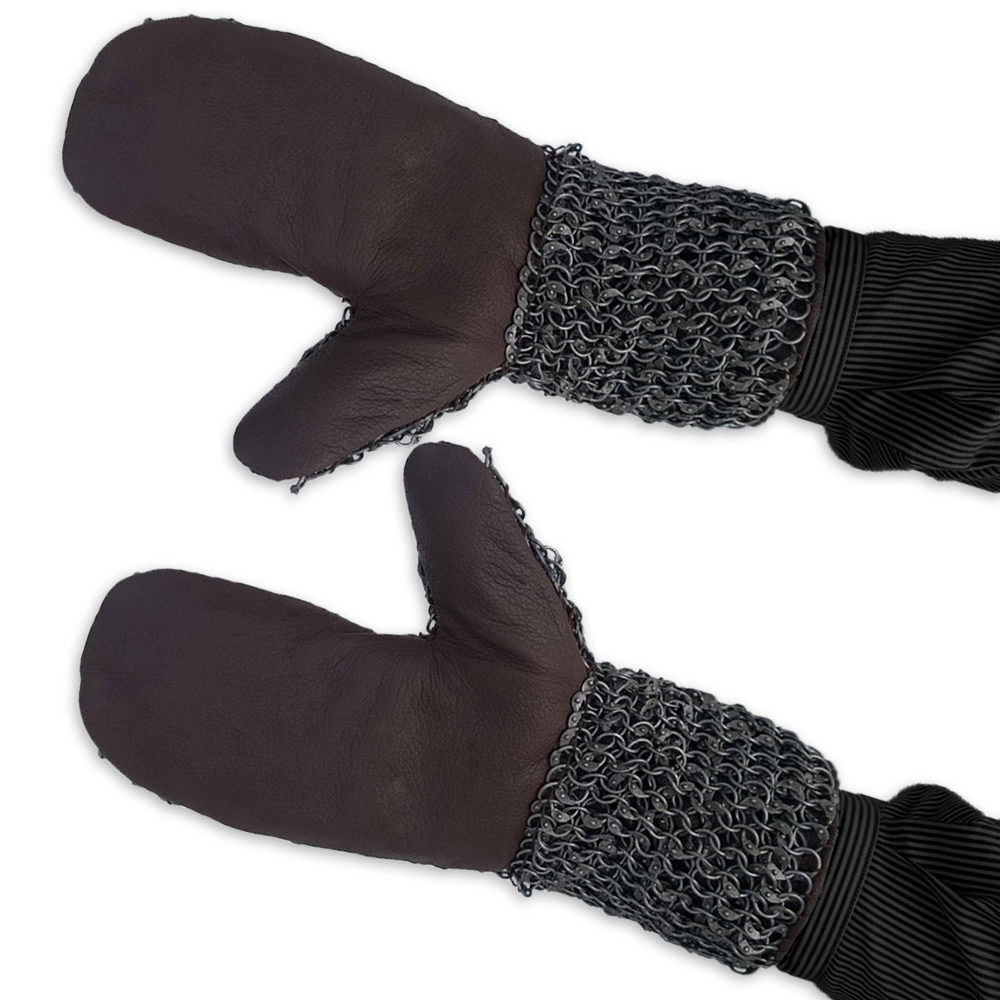 Medieval Riveted Chainmail Padded Gauntlets Gloves Mittens 16ga Carbon Steel
