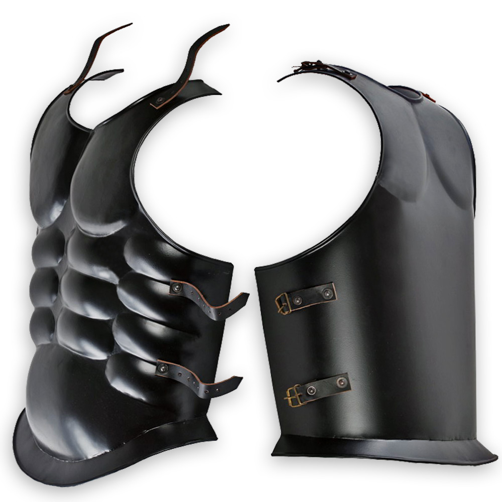 Undead Knight Cuirass 18ga Functional Armor Black Carbon Steel Muscles Chest & Back Plate