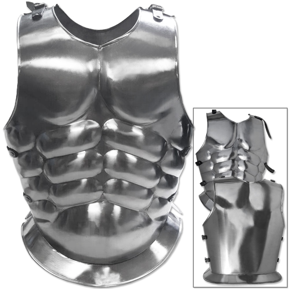 Heroic Cuirass 18ga Functional Armor Carbon Steel Muscles Roman Chest & Back Plates