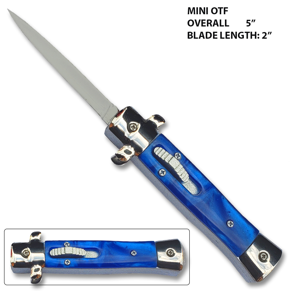 Mini OTF Italian Milano Knife Blue Handle Limited Edition