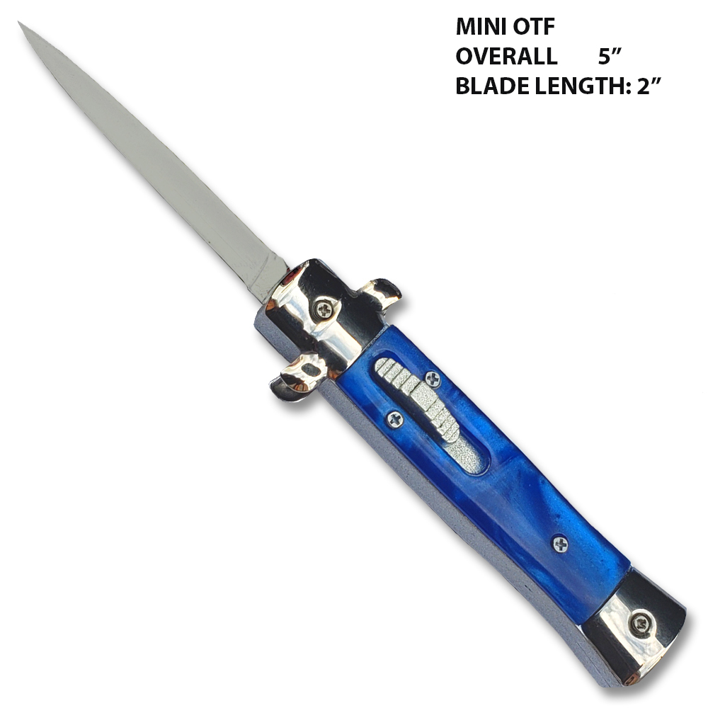 Mini OTF Italian Milano Knife Blue Handle Limited Edition