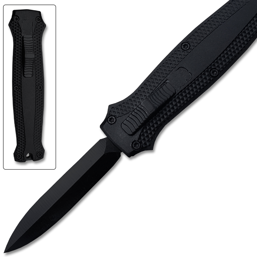 Legends Micro OTF Stiletto Blade Knife Black Out The Front Limited Edition