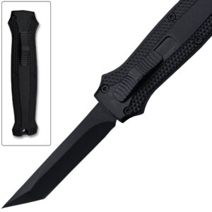 Legends Micro OTF Stiletto Blade Knife Black Out The Front Tanto Blade