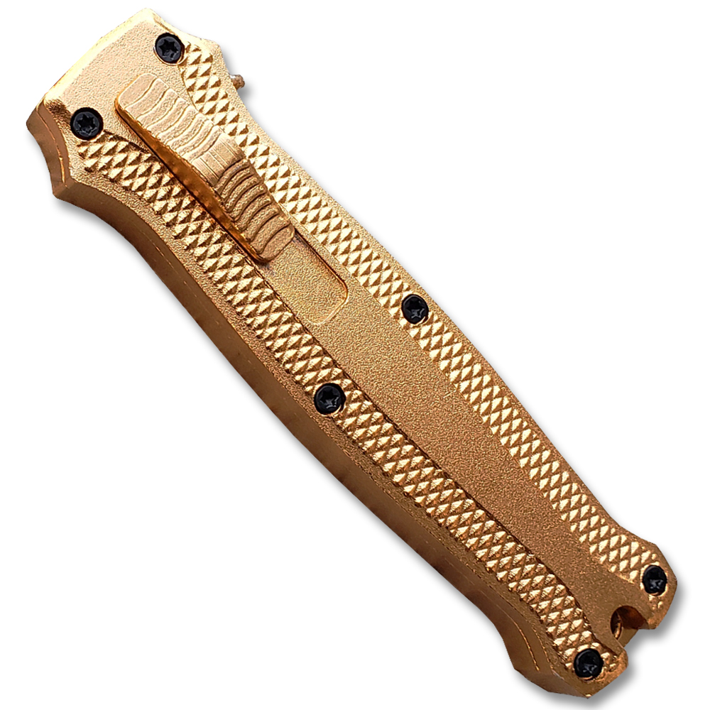 Legends Micro OTF Stiletto Blade Knife GOLD Out The Front Limited Edition