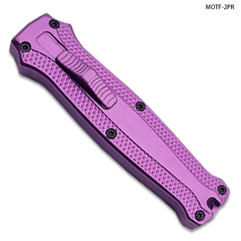 Legends Micro OTF Stiletto Blade Knife purple Out The Front Limited Edition