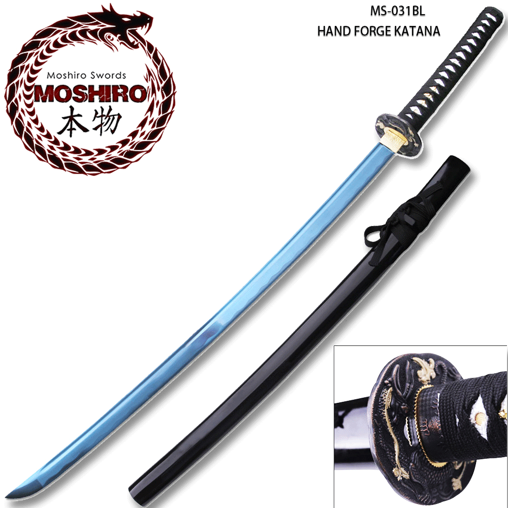 MOSHIRO 1045 High Carbon Steel Blue Blade  Katana Sword