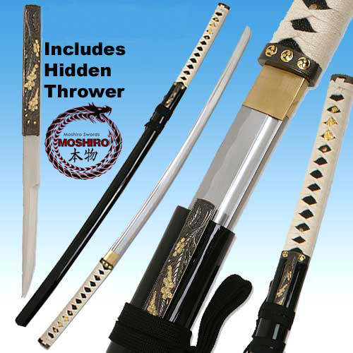 MOSHIRO - Zetsurin Sword w/ Knife Full Tang - Black Saya