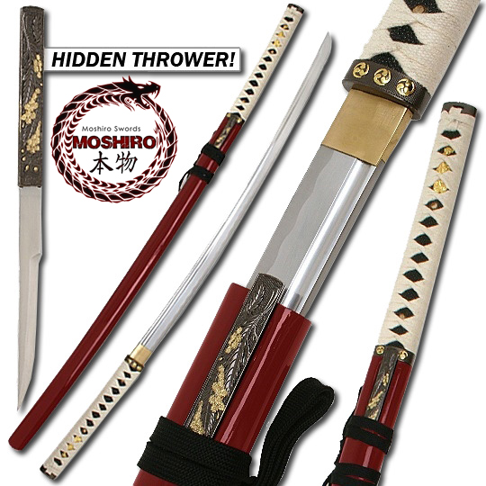 MOSHIRO - Zetsurin Sword w/ Knife Full Tang - Red Saya