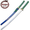 MOSHIRO 1045 Steel Handmade Katana With Bamboo Engraved on Blue Scabbard