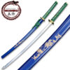 MOSHIRO 1045 Steel Handmade Katana With Bamboo Engraved on Blue Scabbard