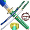 MOSHIRO 1045 Steel Handmade Katana With Bamboo Engraved on Blue Scabbard
