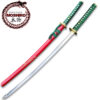 MOSHIRO 1045 Steel Handmade Katana With Bamboo Engraved on Red Scabbard