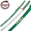 MOSHIRO 1045 Steel Handmade Katana With Bamboo Engraved on Green Scabbard