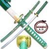 MOSHIRO 1045 Steel Handmade Katana With Bamboo Engraved on Green Scabbard
