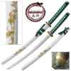 MOSHIRO 1045 Steel Handmade Katana With Bamboo Engraved on White Scabbard