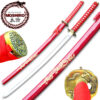 MOSHIRO 1045 Steel Handmade Katana With Dragon Engraved on Red Scabbard