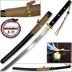 MOSHIRO Modern Sporting Sword Tactical Wakizashi of Honshou 1045 High Carbon w 550 Paracord
