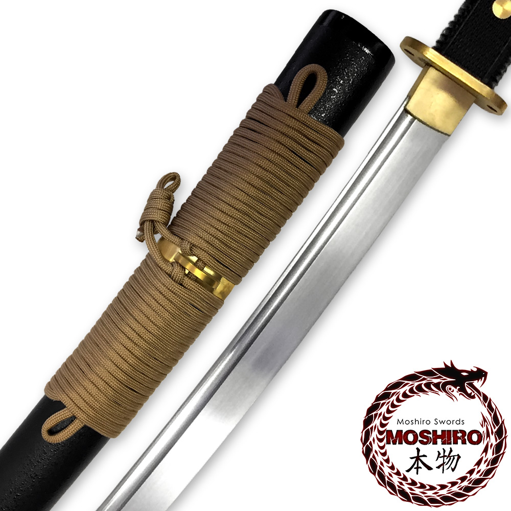 MOSHIRO Modern Sporting Sword Tactical Wakizashi of Honshou 1045 High Carbon w 550 Paracord