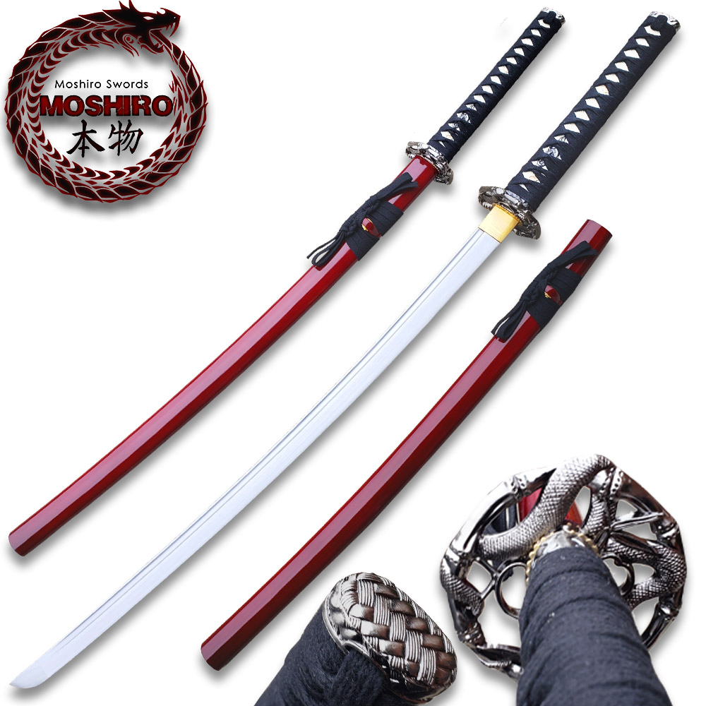 MOSHIRO 1045 High Carbon Steel Red  Glossy Scabbard