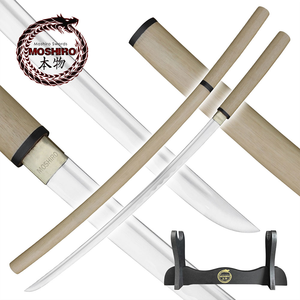 MOSHIRO Natural Wood Functional Katana Bushido Sword Full Tang Battle Ready