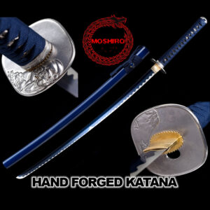 Hand Forged MOSHIRO 1045 High Carbon Steel Blue Glossy Scabbard