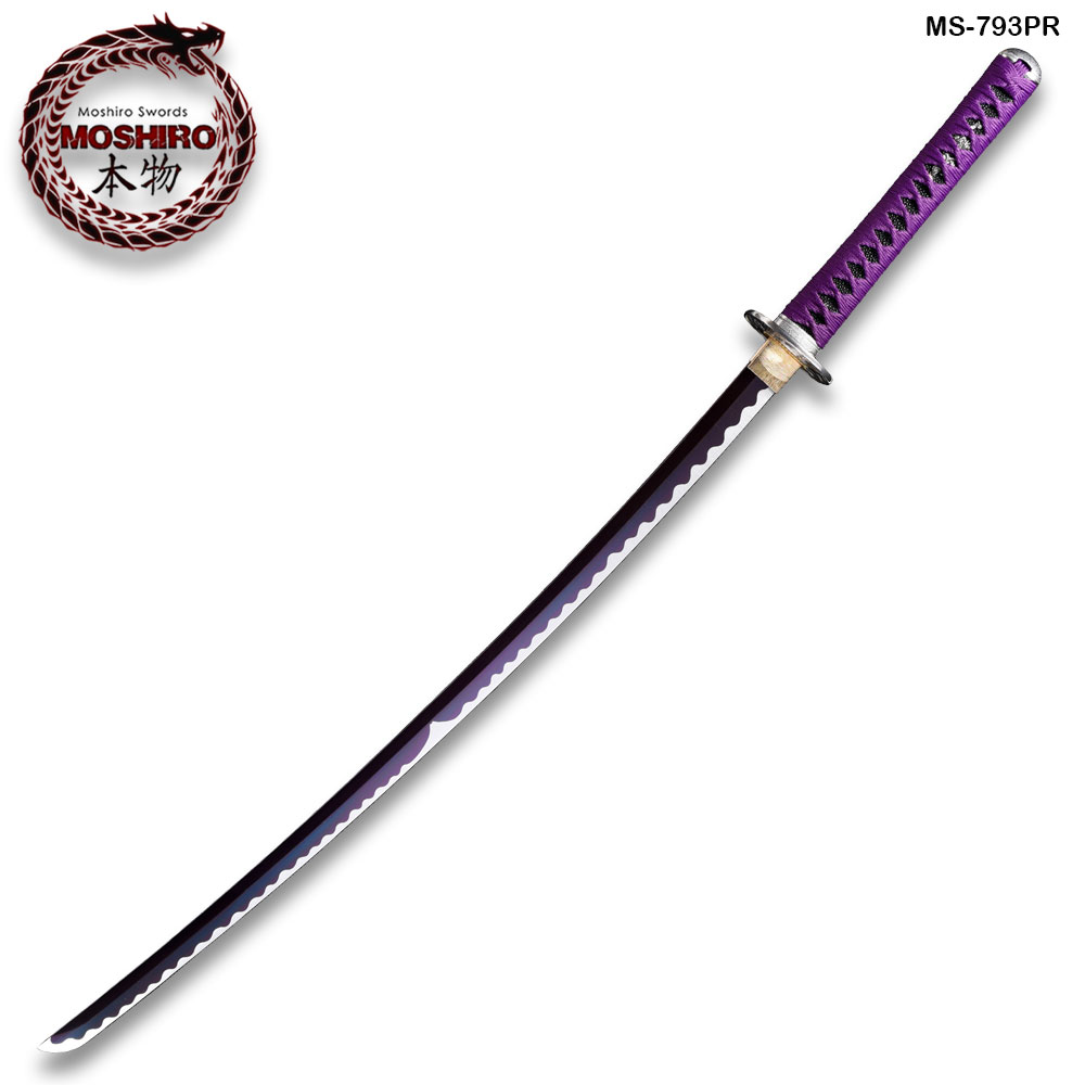 Hand Forged MOSHIRO 1045 High Carbon Steel Purple Glossy Scabbard