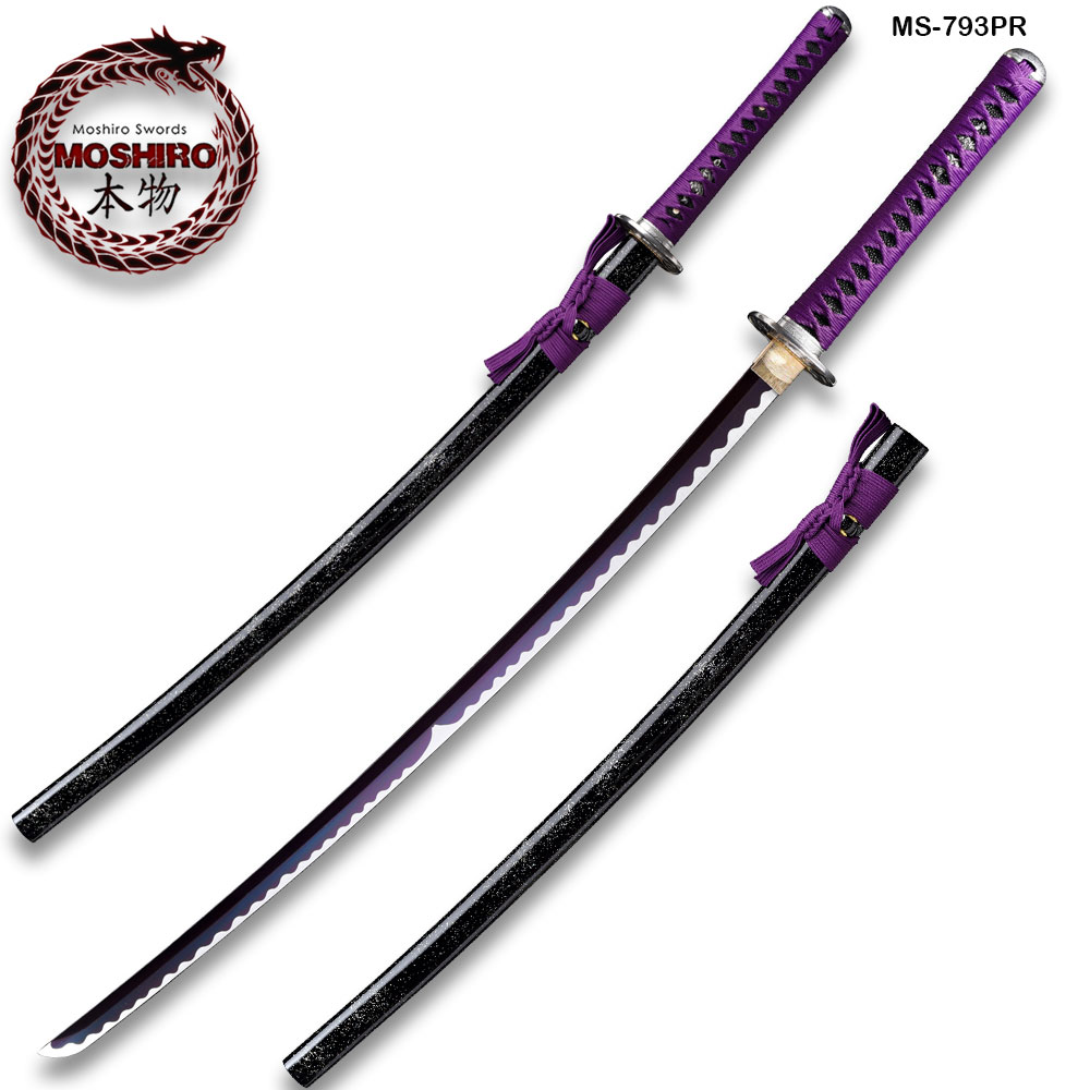 Hand Forged MOSHIRO 1045 High Carbon Steel Purple Glossy Scabbard