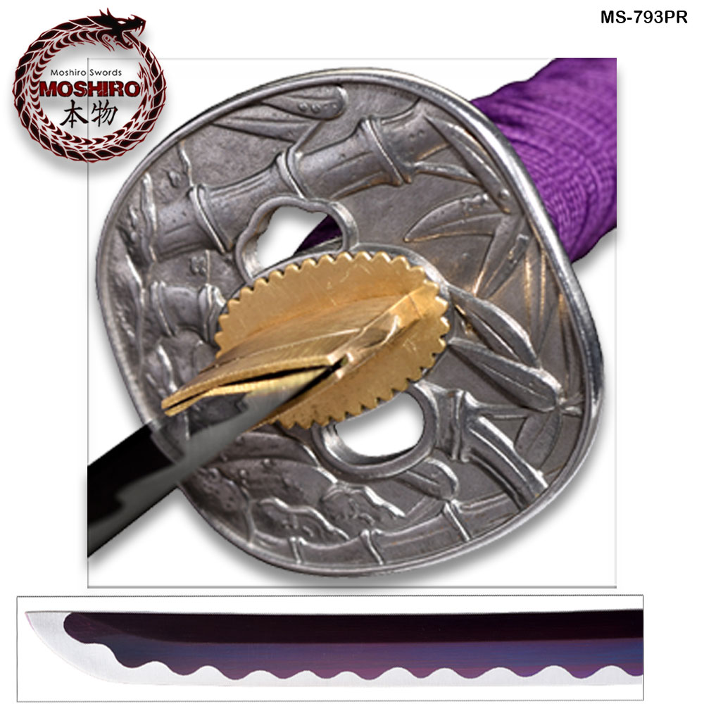 Hand Forged MOSHIRO 1045 High Carbon Steel Purple Glossy Scabbard