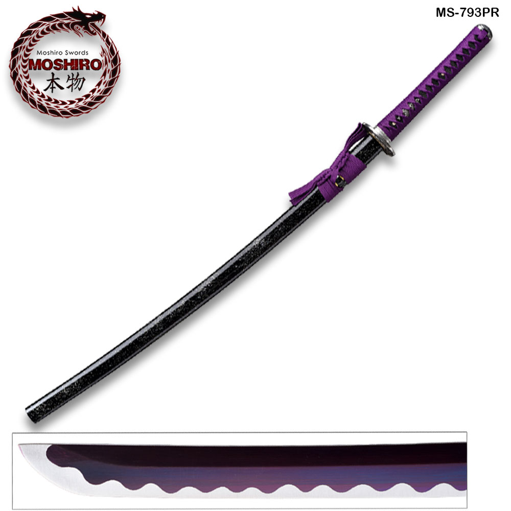 Hand Forged MOSHIRO 1045 High Carbon Steel Purple Glossy Scabbard