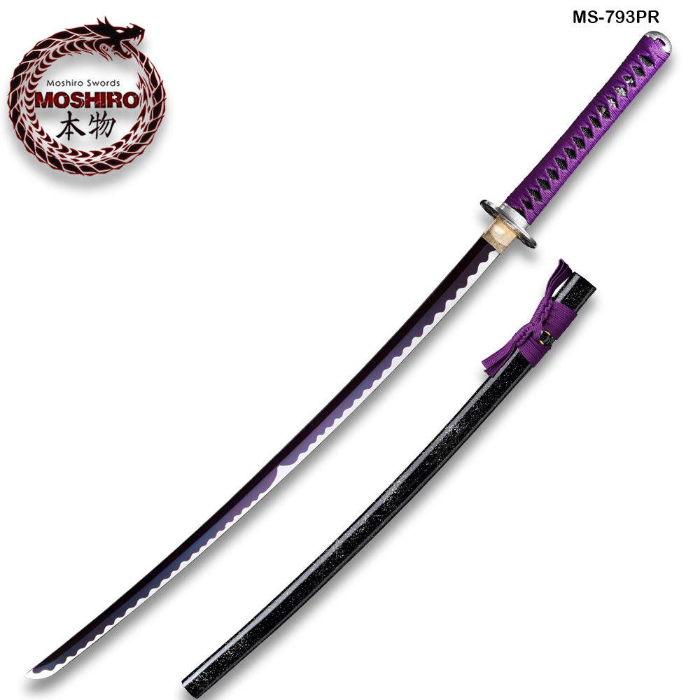Hand Forged MOSHIRO 1045 High Carbon Steel Purple Glossy Scabbard