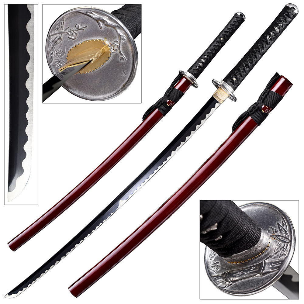 Hand Forged MOSHIRO 1045 High Carbon Steel Red Glossy Scabbard