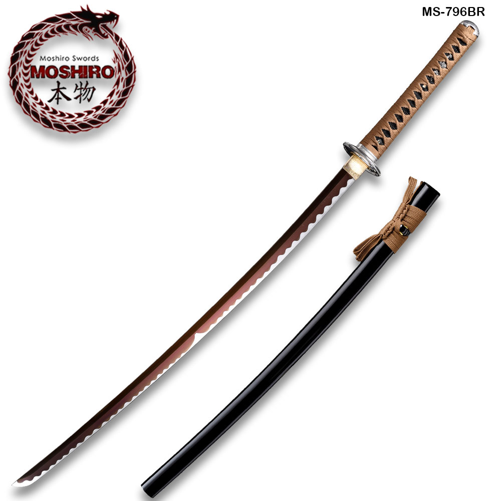 Hand Forged MOSHIRO 1045 High Carbon Steel Black Glossy Scabbard