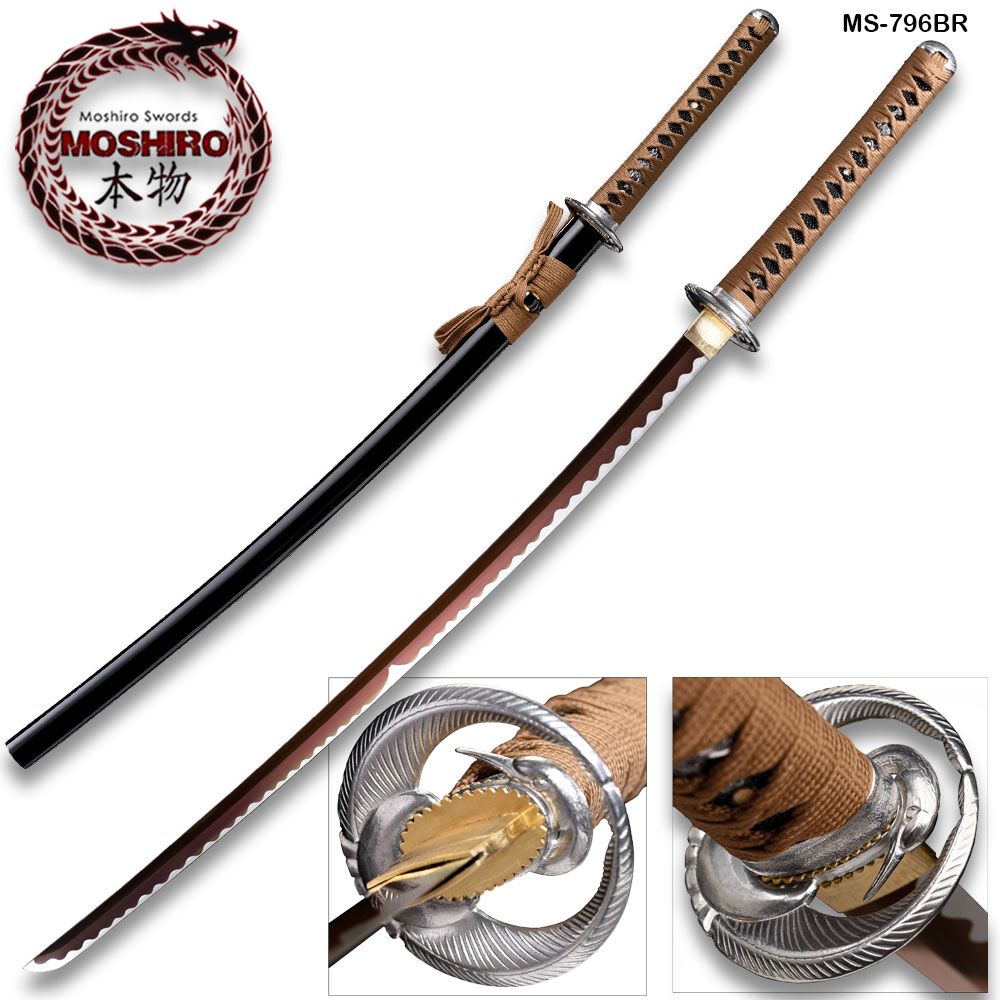 Hand Forged MOSHIRO 1045 High Carbon Steel Black Glossy Scabbard