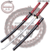 MOSHIRO 1065 High Carbon Steel Blade Katana Sword Full Tang  Burgundy cord Wrapped