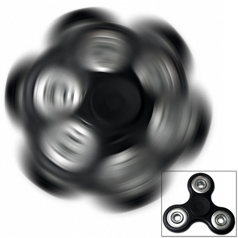 Fidget Tri-Spinner Black EDC All-Metal Weighted Bearing ADHD Focus Stress Reliever Hand Toys