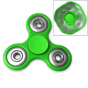 Fidget Tri-Spinner Green EDC All-Metal Weighted Bearing ADHD Focus Stress Reliever Hand Toys