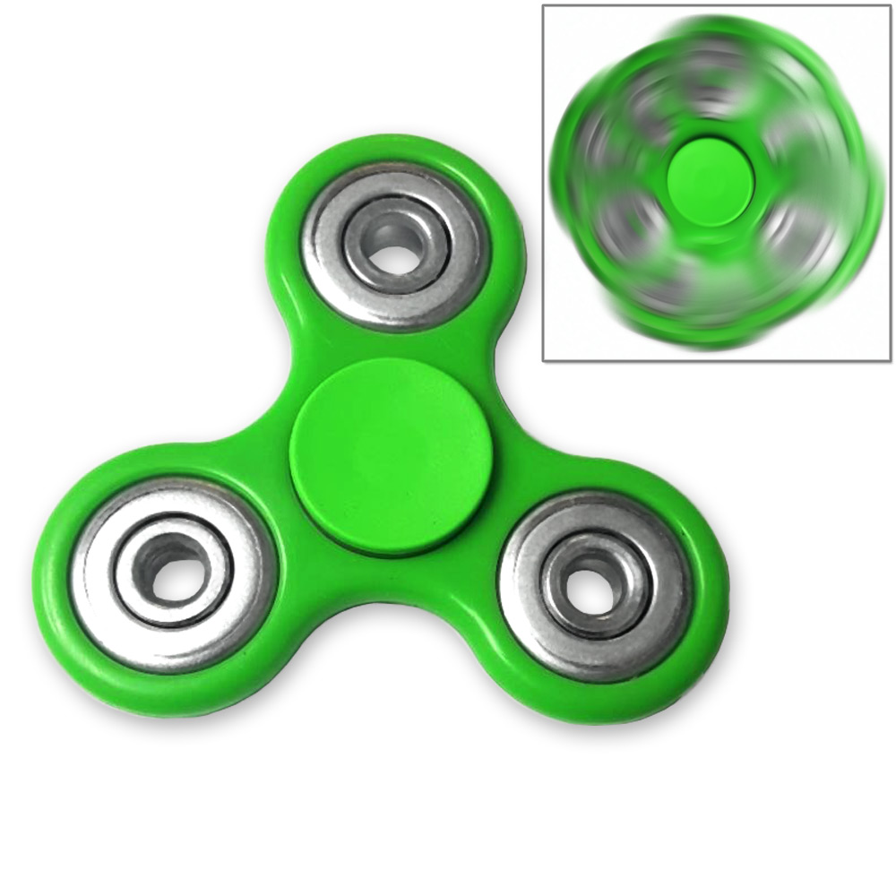 Fidget Tri-Spinner Green EDC All-Metal Weighted Bearing ADHD Focus Stress Reliever Hand Toys