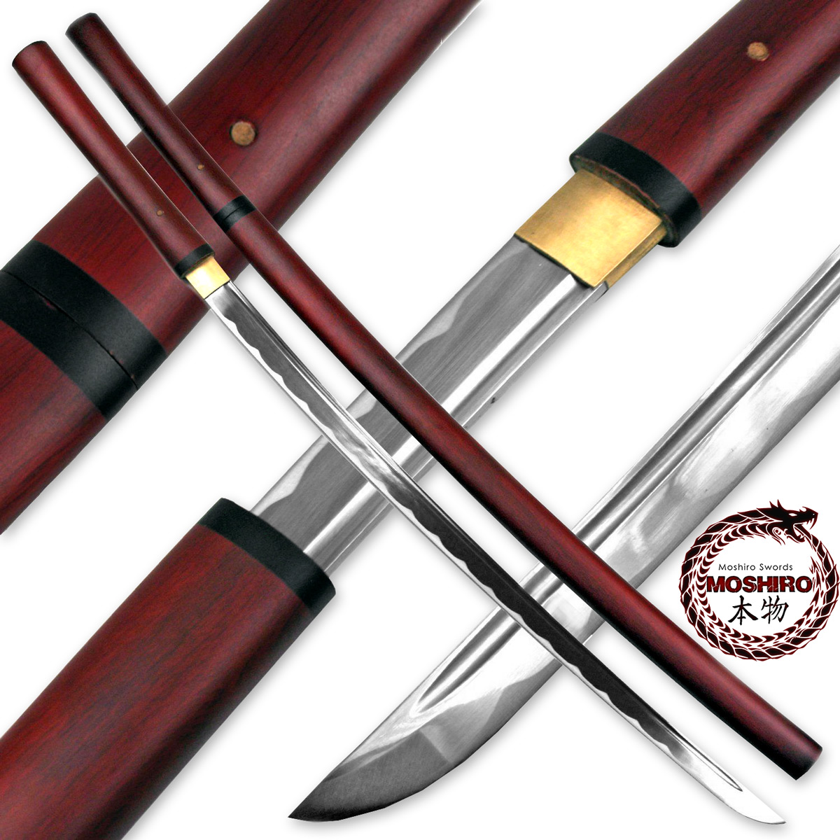 MOSHIRO Shirasaya Functional Katana Bushido Rosewood Sword Full Tang Battle Ready
